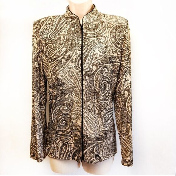 Vintage Sparkling Paisley Mandarin Jacket Sz M - Picture 1 of 14